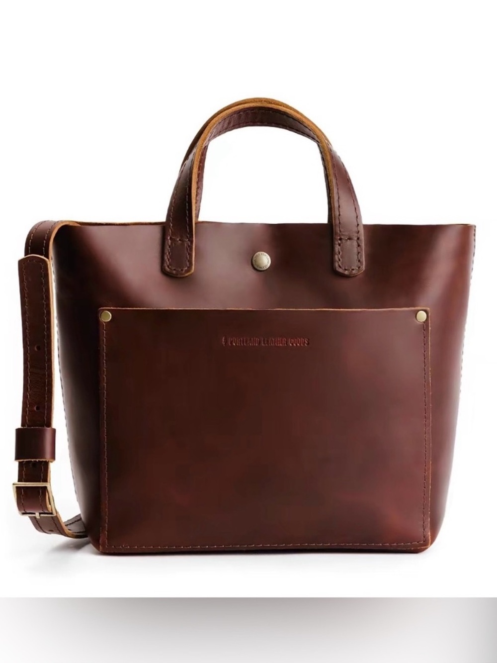Women's Brown Leather Crossbody Tote Bag with Top Handles